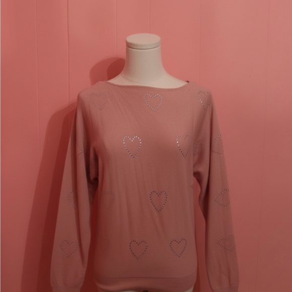 Belle Pink Heart Pattern Sweater - Picture 2 of 4